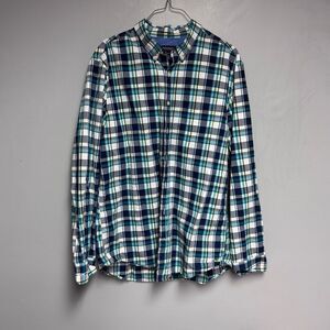 American Eagle Plaid Blue Green Men's Shirt XLT XL Tall long sleeve button down